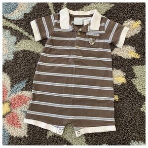 Vintage 2009 Koala Baby Boutique Polo Striped Playsuit Romper Jumper Outfit Y2K